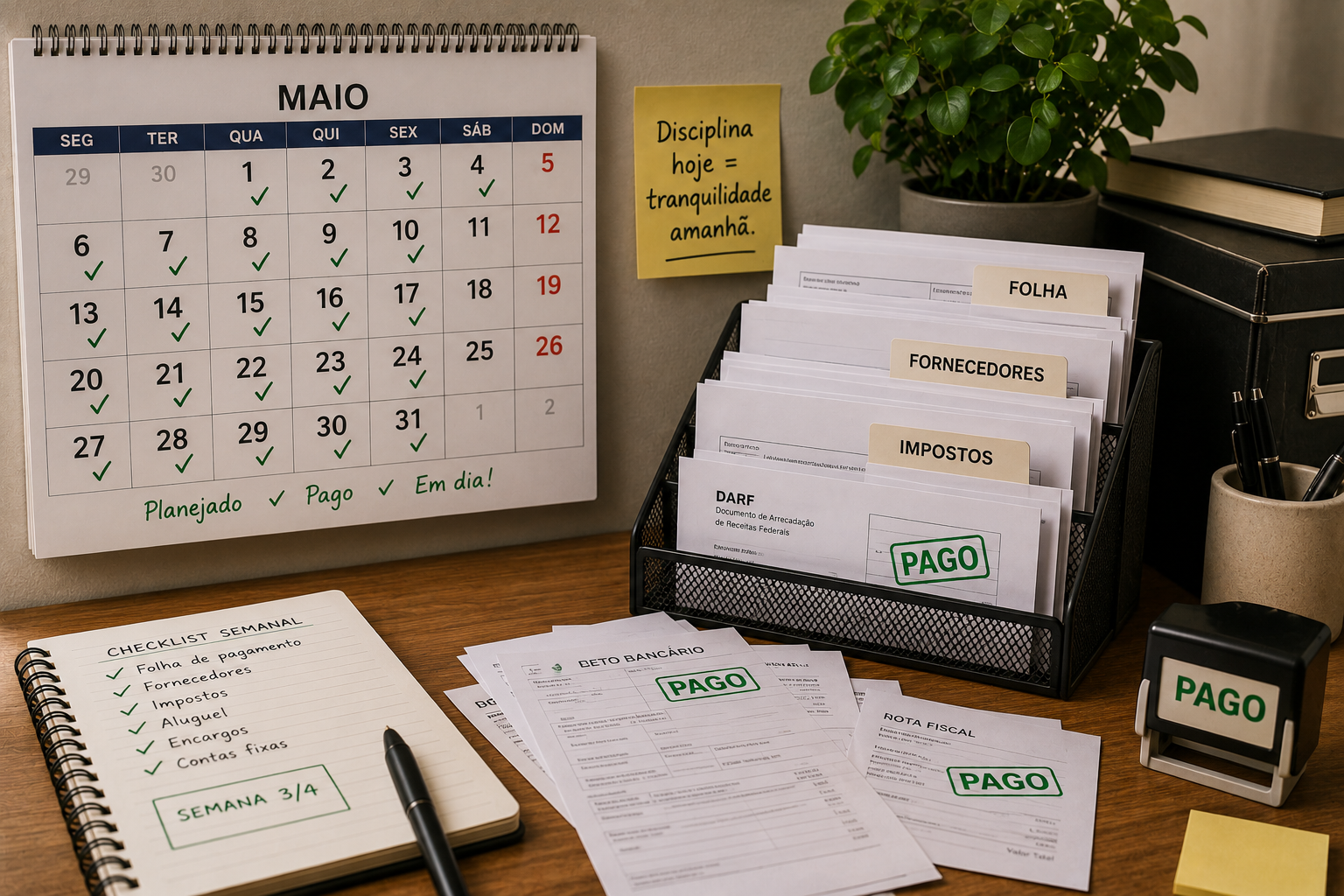 Obrigações em dia: calendário e pagamentos organizados